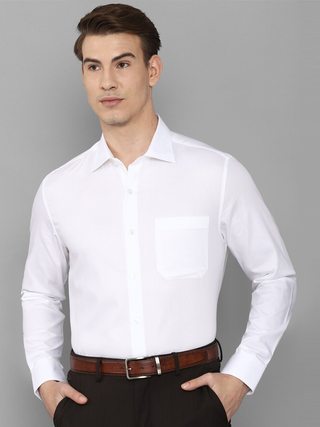 

Louis Philippe Men White Solid Long Sleeves Formal Shirt