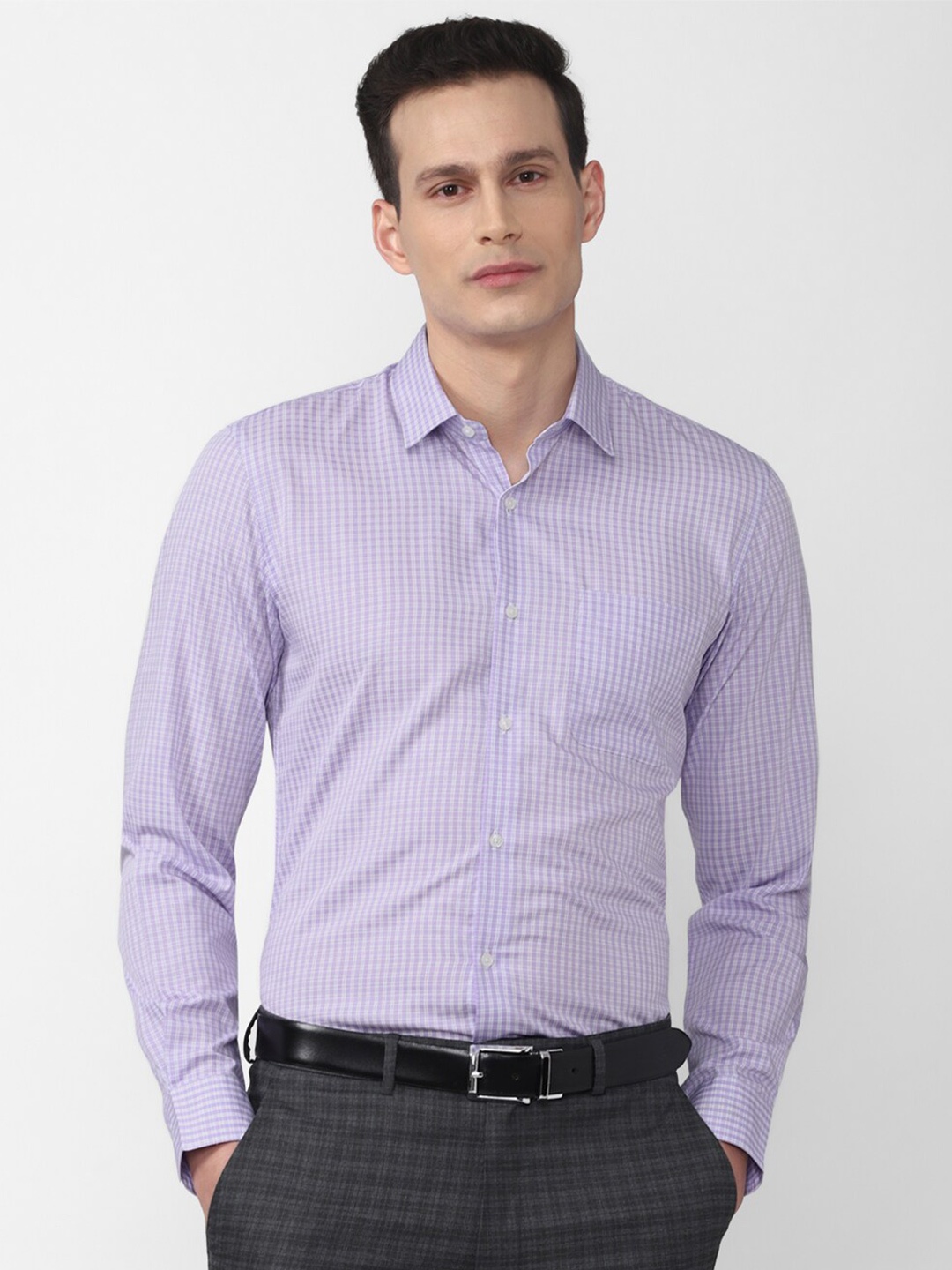 

Peter England Men Purple Slim Fit Striped Formal Cotton Shirt