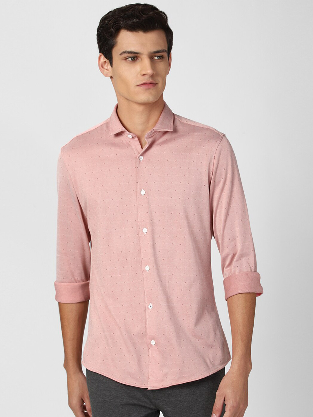 

Peter England Men Pink Slim Fit Printed Formal Shirt