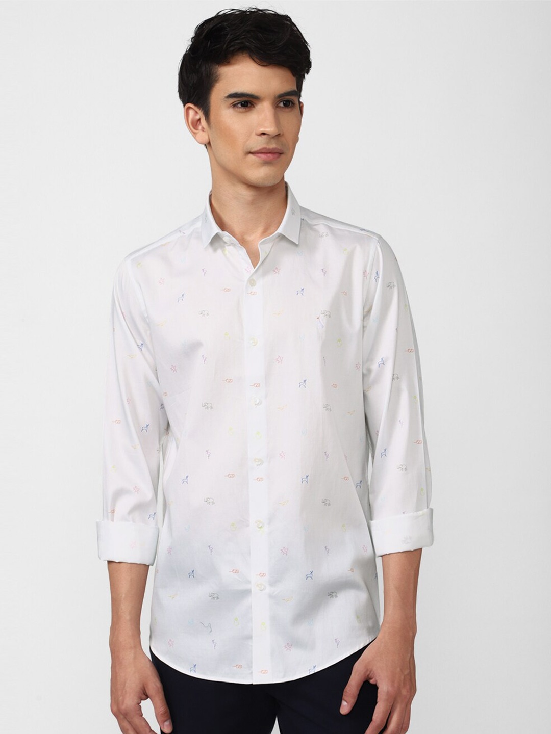 

SIMON CARTER LONDON Men White Slim Fit Printed Casual Shirt