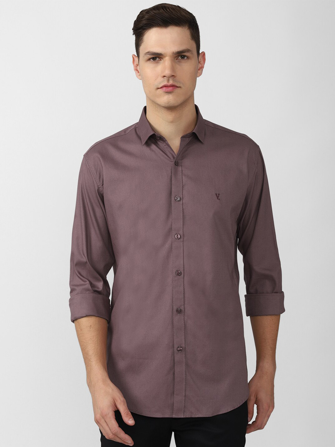

V Dot Men Brown Slim Fit Casual Shirt