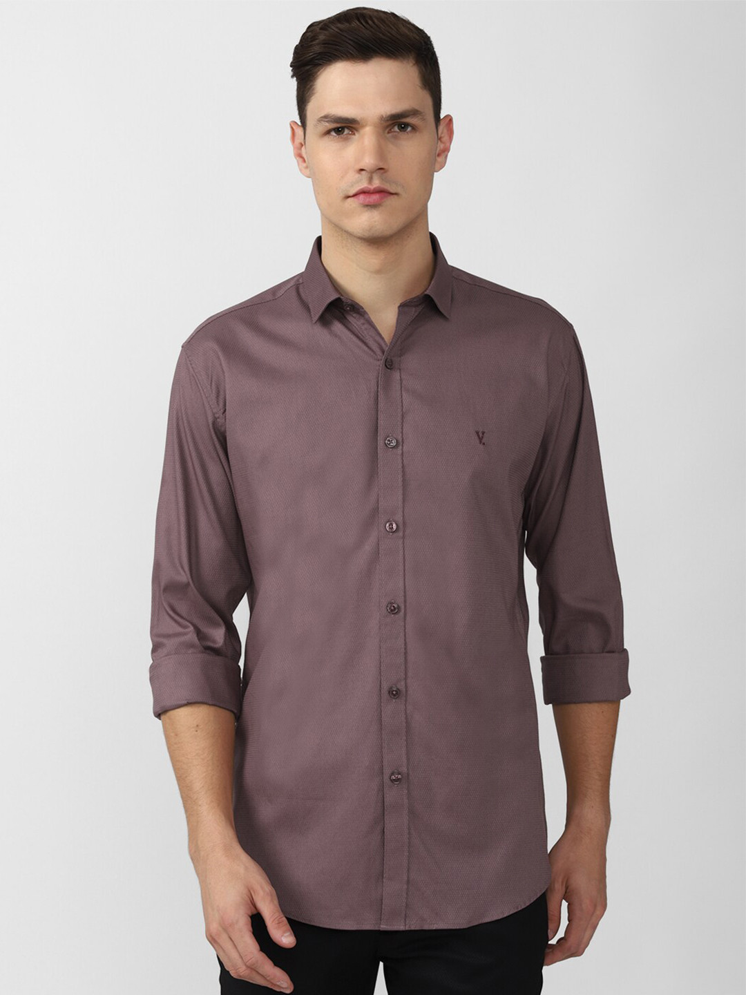 

V Dot Men Brown Slim Fit Casual Shirt