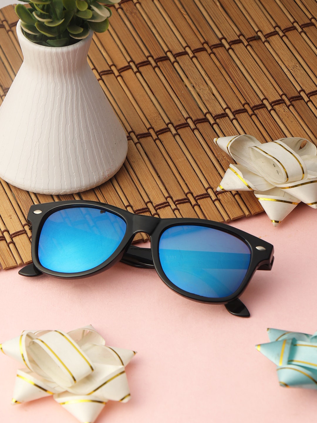 

PASSION PETALS Boys Blue Lens & Black Aviator Sunglasses with Polarised and UV Protected Lens