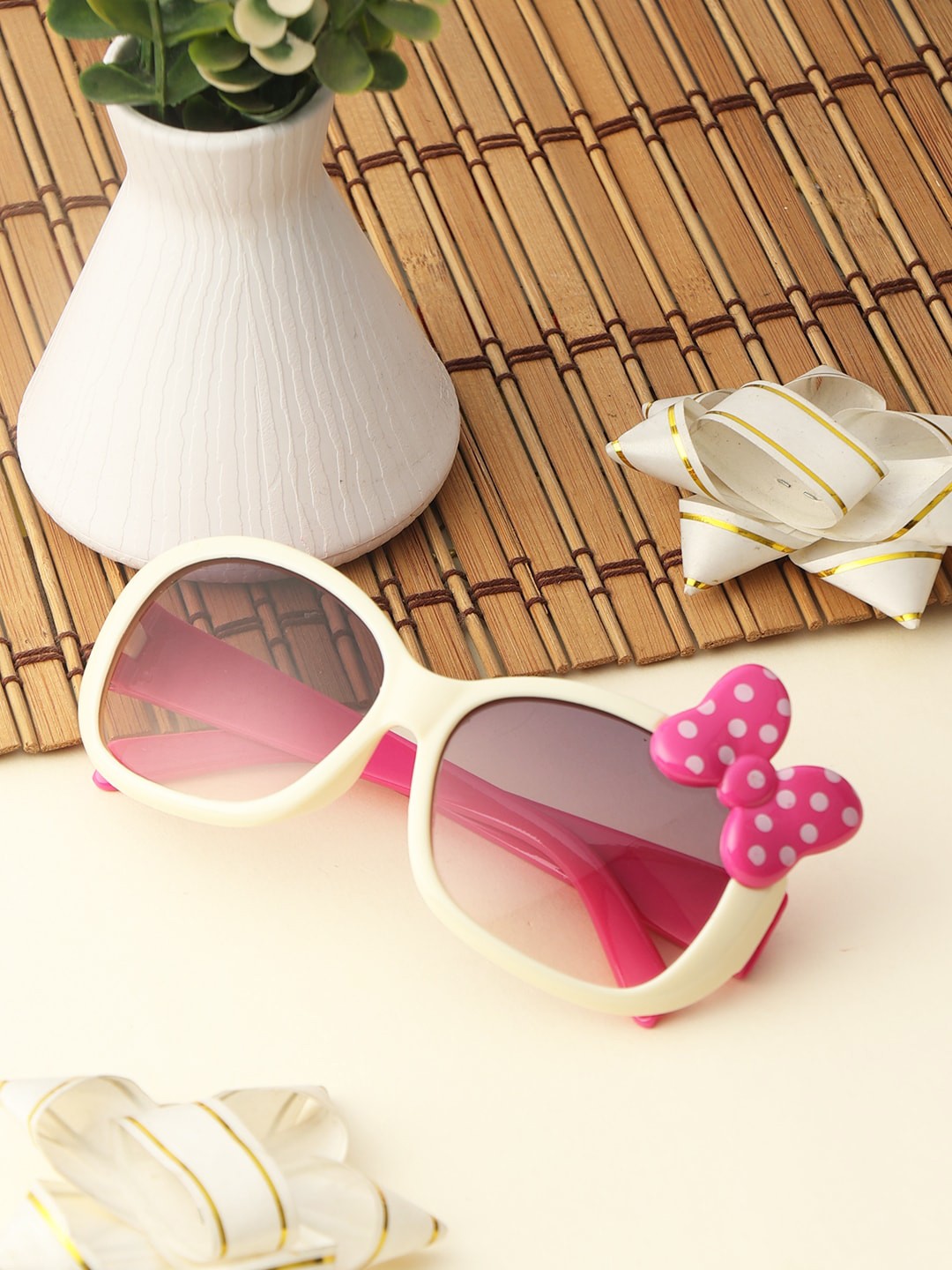 

PASSION PETALS Girls Brown Lens & White Oval Sunglasses with Polarised and UV Protected Lens