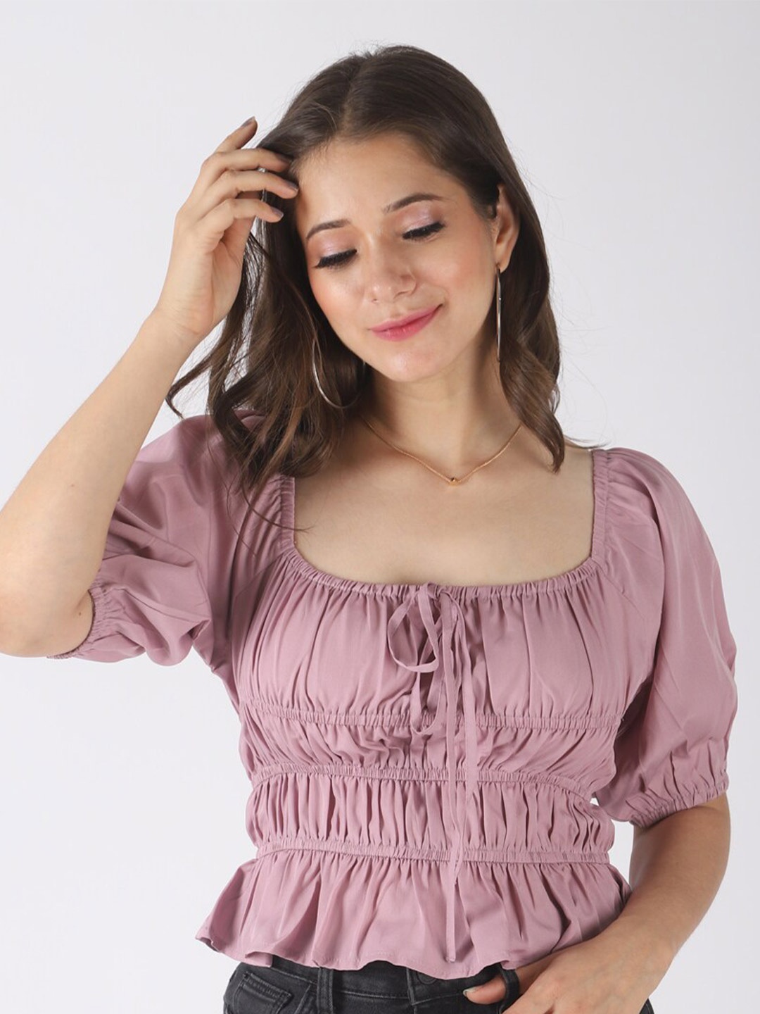 

PRETTY LOVING THING Pink Cinched Waist Crop Top
