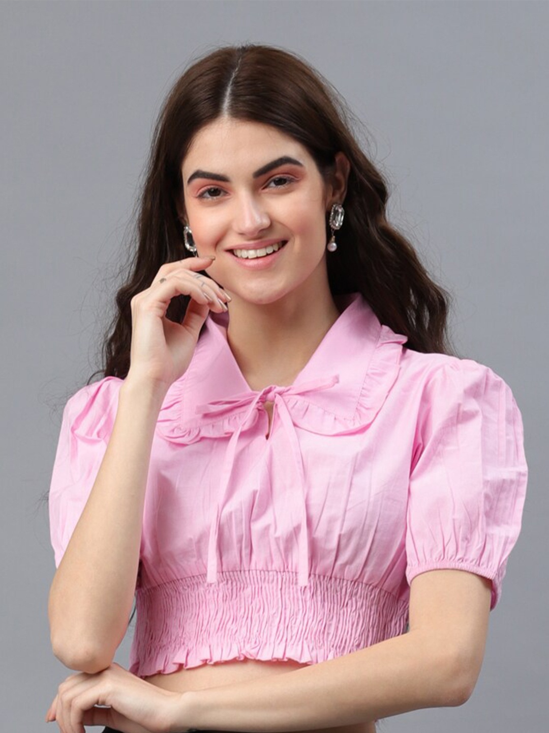 

PRETTY LOVING THING Pink Tie-Up Neck Shirt Style Top