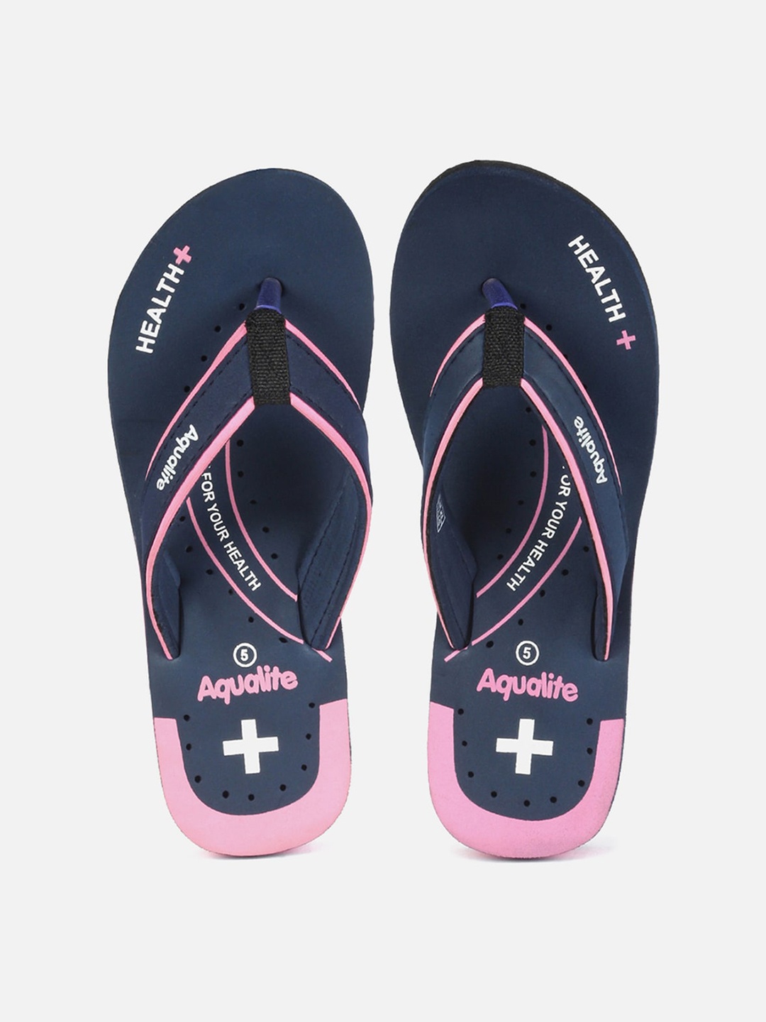 

Aqualite Women Navy Blue & Pink Printed Rubber Slip-On