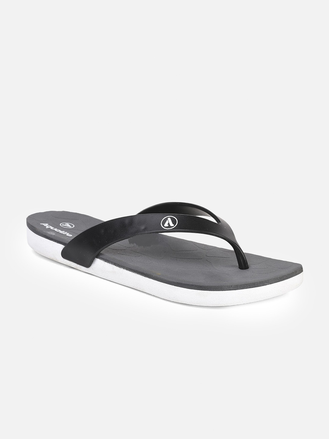 

Aqualite Women White & Black Rubber Thong Flip-Flops