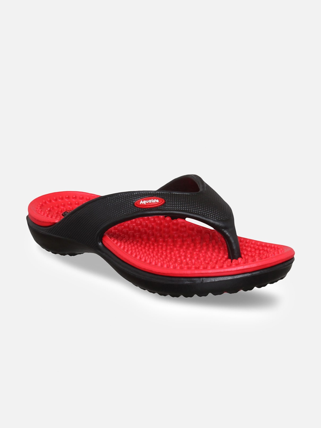 

Aqualite Women Black & Red Rubber Slip-On