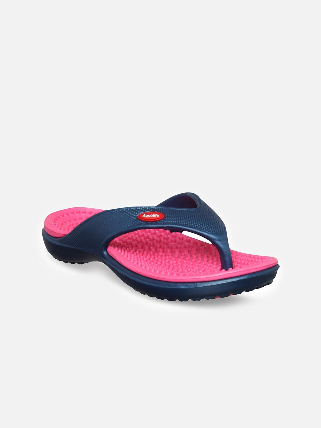 

Aqualite Women Navy Blue & Pink Rubber Thong Flip-Flops