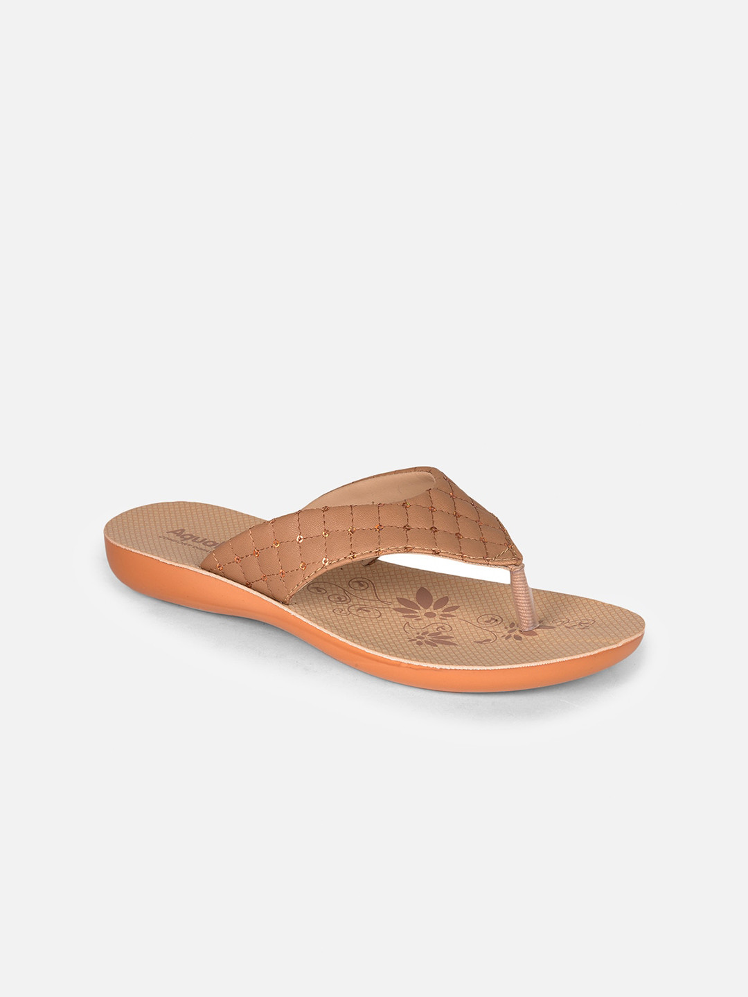 

Aqualite Women Beige Printed Rubber Thong Flip-Flops