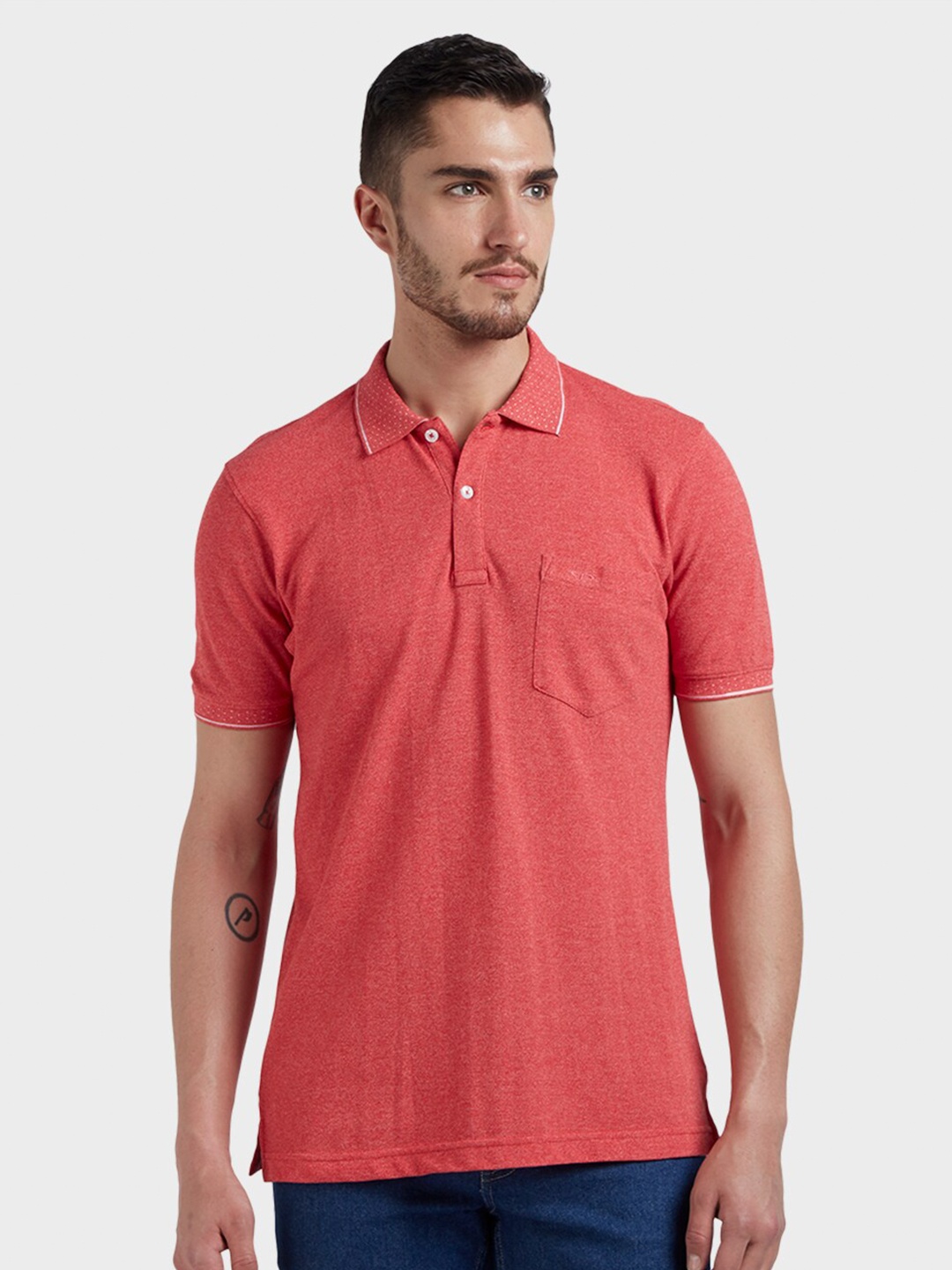 

ColorPlus Men Red Polo Collar T-shirt