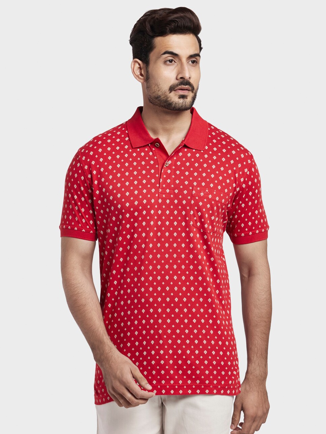 

ColorPlus Men Red Printed Polo Collar T-shirt