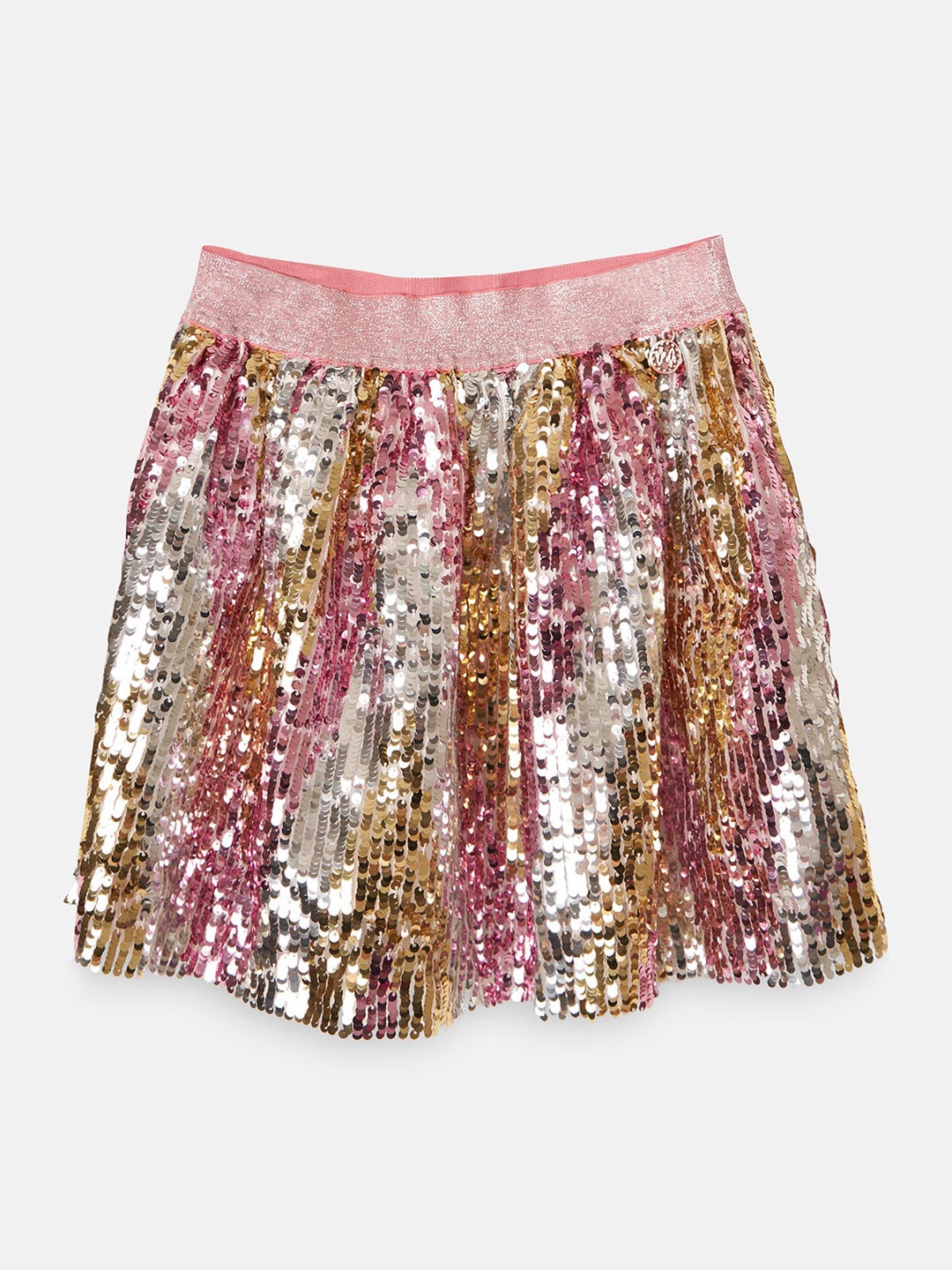 

Angel & Rocket Girls Pink & Golden Embellished A-Line Above Knee Flared Skirts