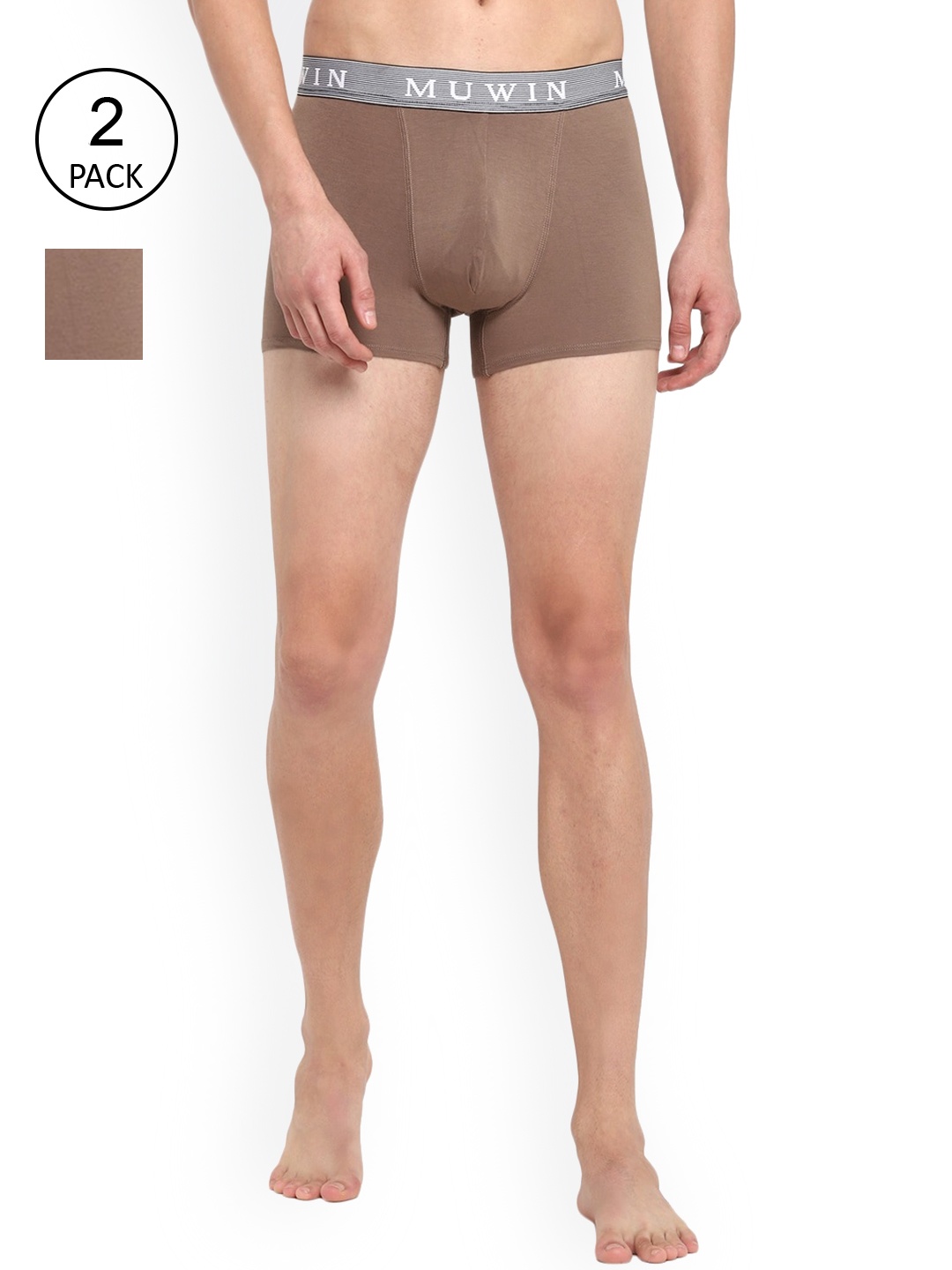 

MUWIN Men Pack Of 2 Brown Striped Trunk