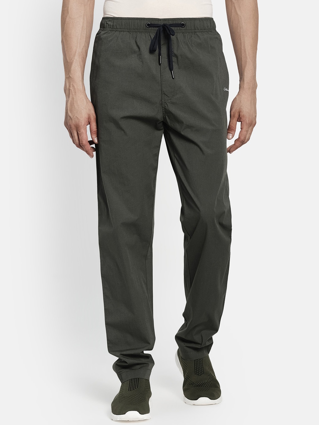 

Octave Men Olive Green Solid Cotton Track Pants