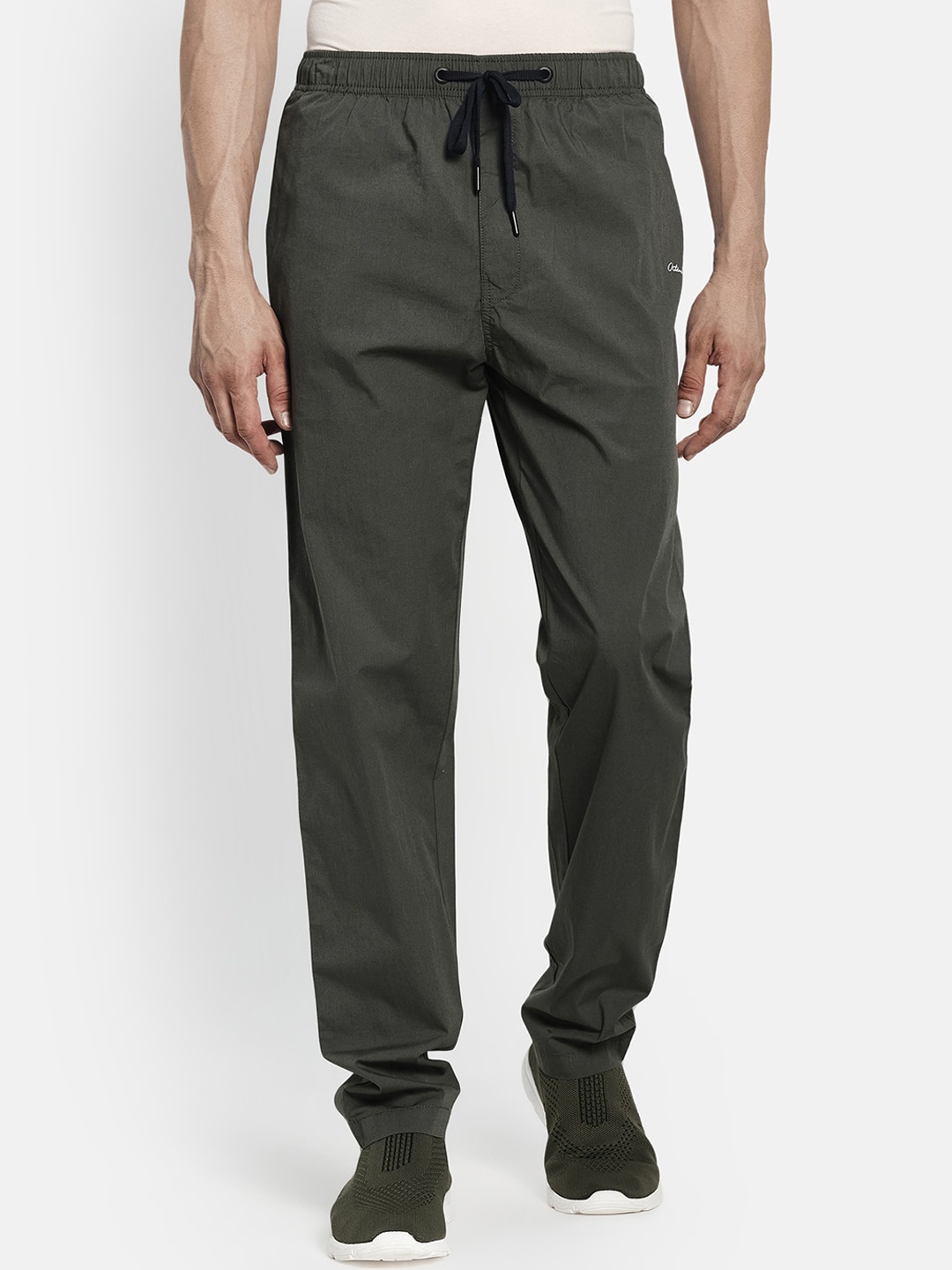 

Octave Men Olive-Coloured Solid Cotton Track Pants