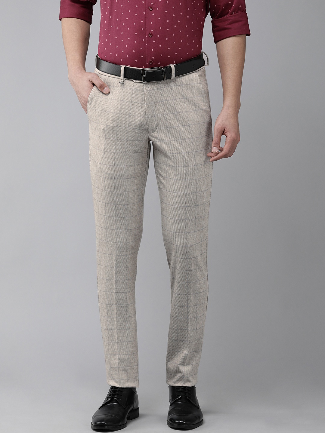 

Van Heusen Checked Skinny Fit Formal Trousers, Grey