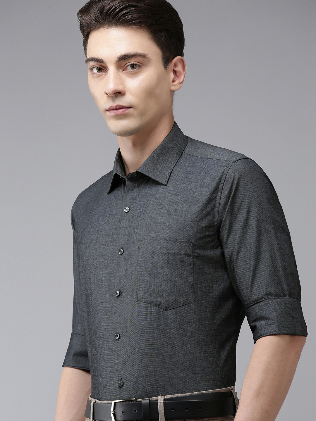 

Van Heusen Men Slim Fit Pure Cotton Formal Shirt, Charcoal