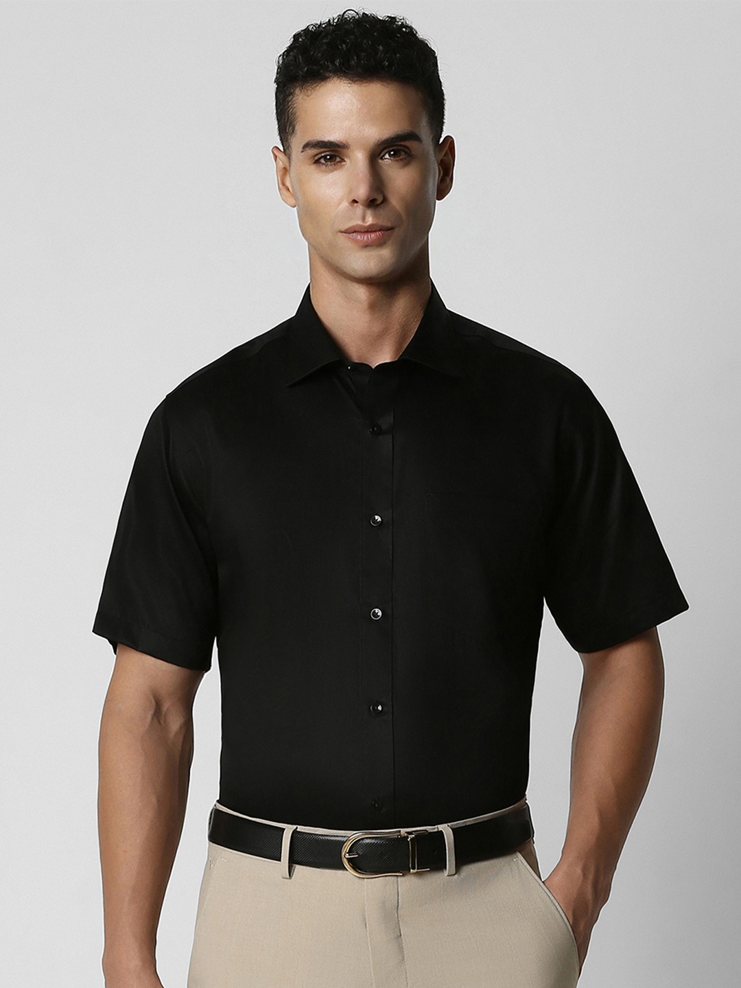 

Van Heusen Pure Cotton Custom Opaque Formal Shirt, Black