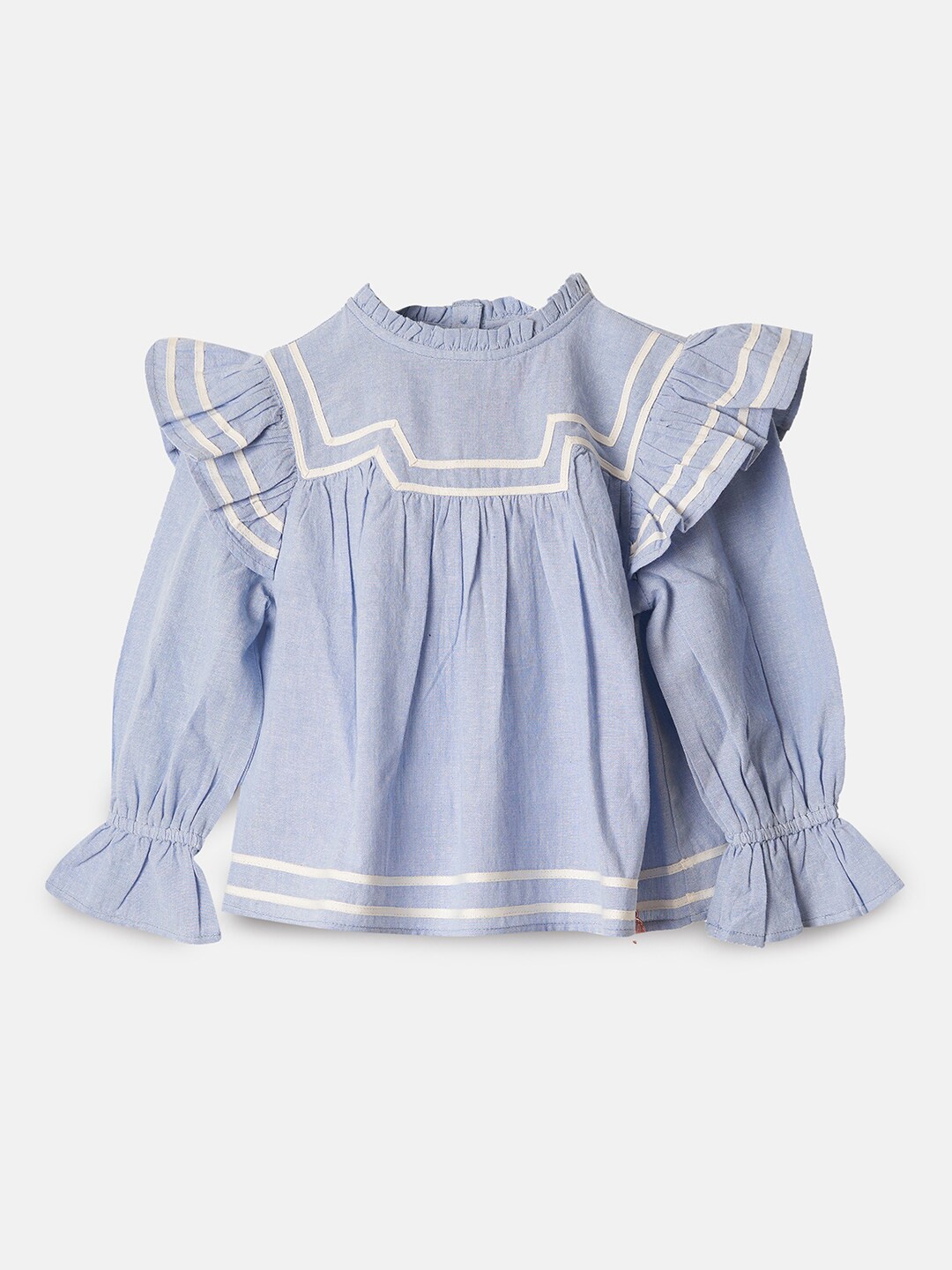 

Angel & Rocket Girls Blue Print Ruffles Top