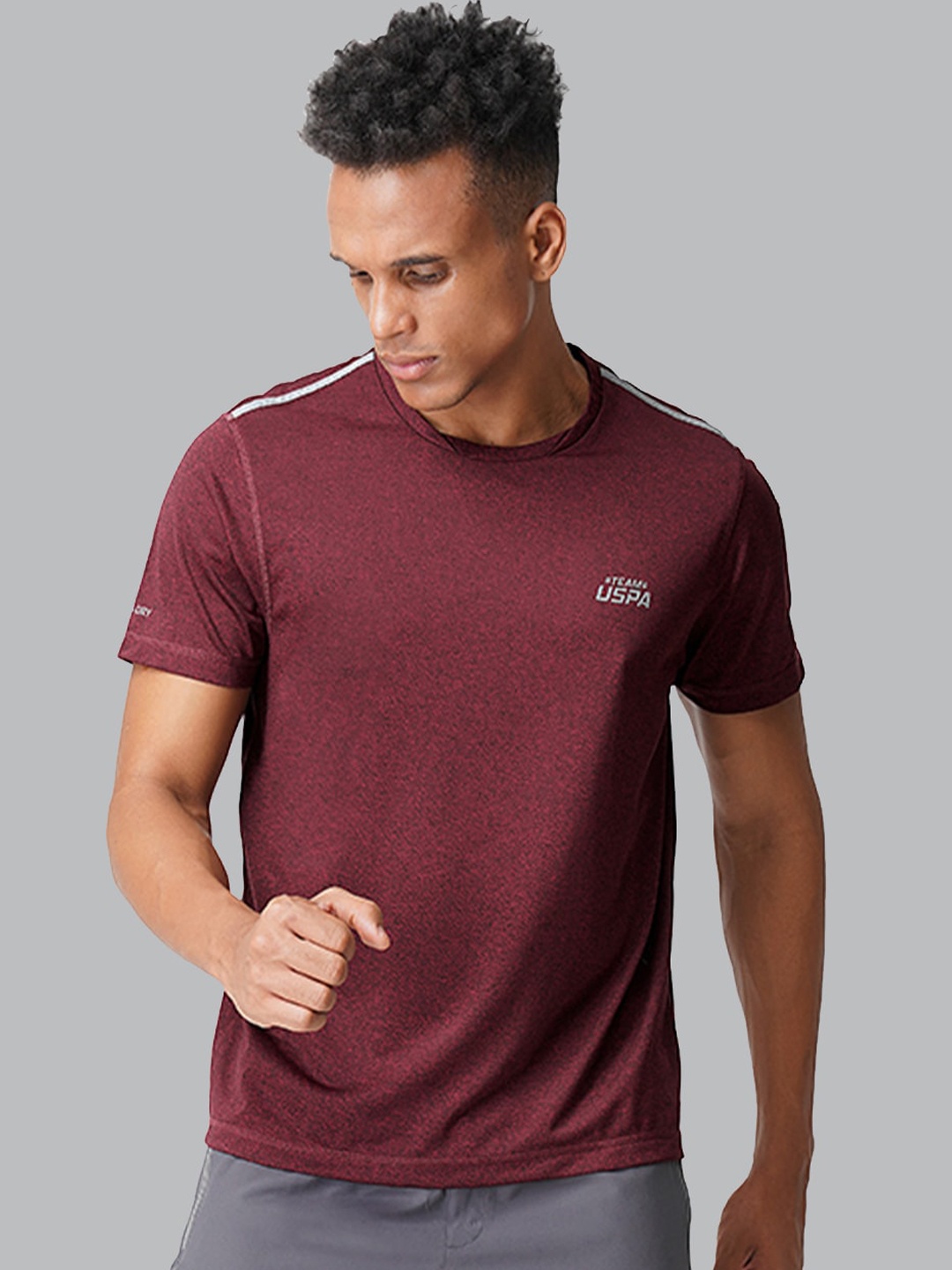 

U S Polo Assn Men Maroon Slim Fit Athleisure T-shirt