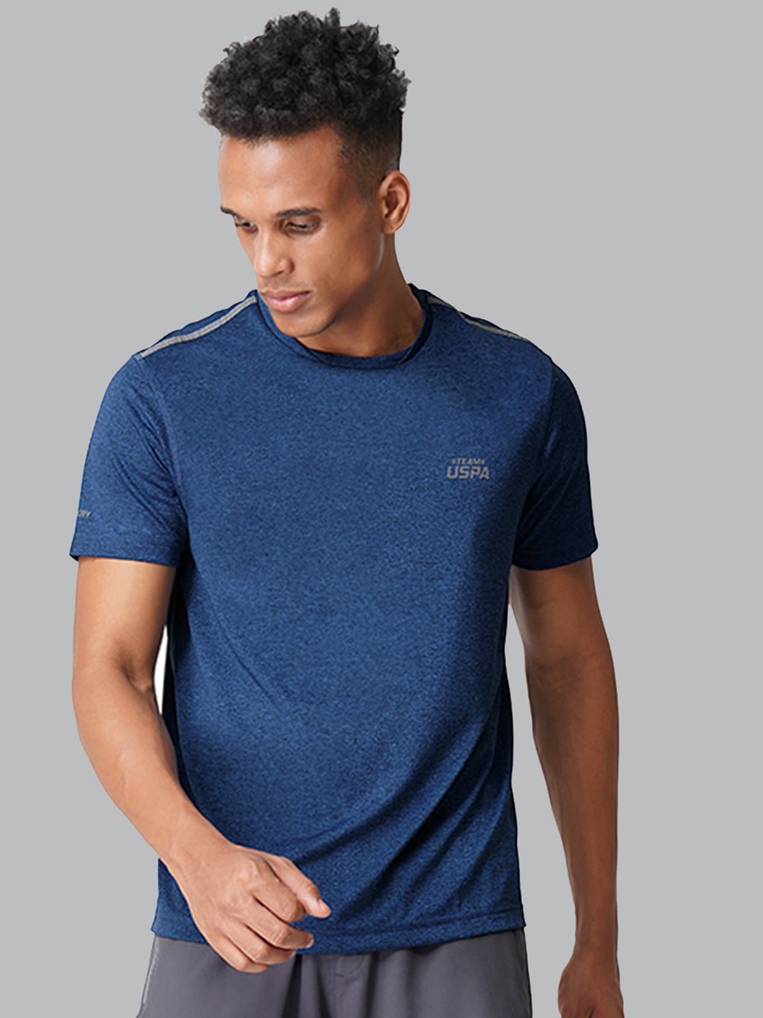 

U S Polo Assn Men Blue Solid Athleisure T-shirts