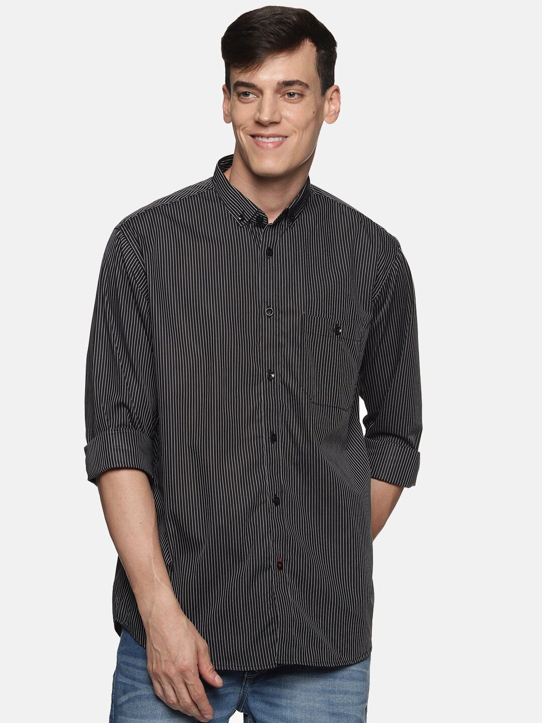 

DON VINO Men Black Relaxed Striped Casual Shirt