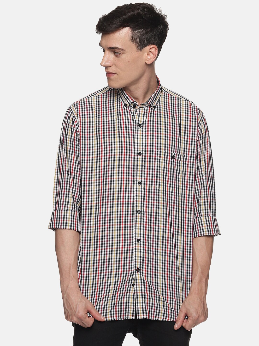 

DON VINO Men Beige Relaxed Tartan Checked Casual Shirt