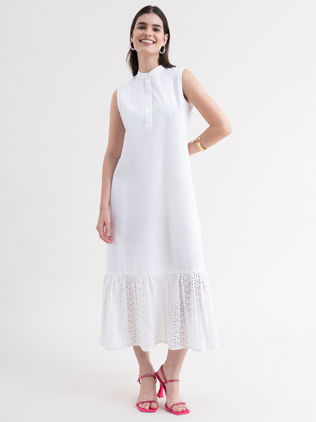 

FableStreet White Formal A-Line Midi Dress