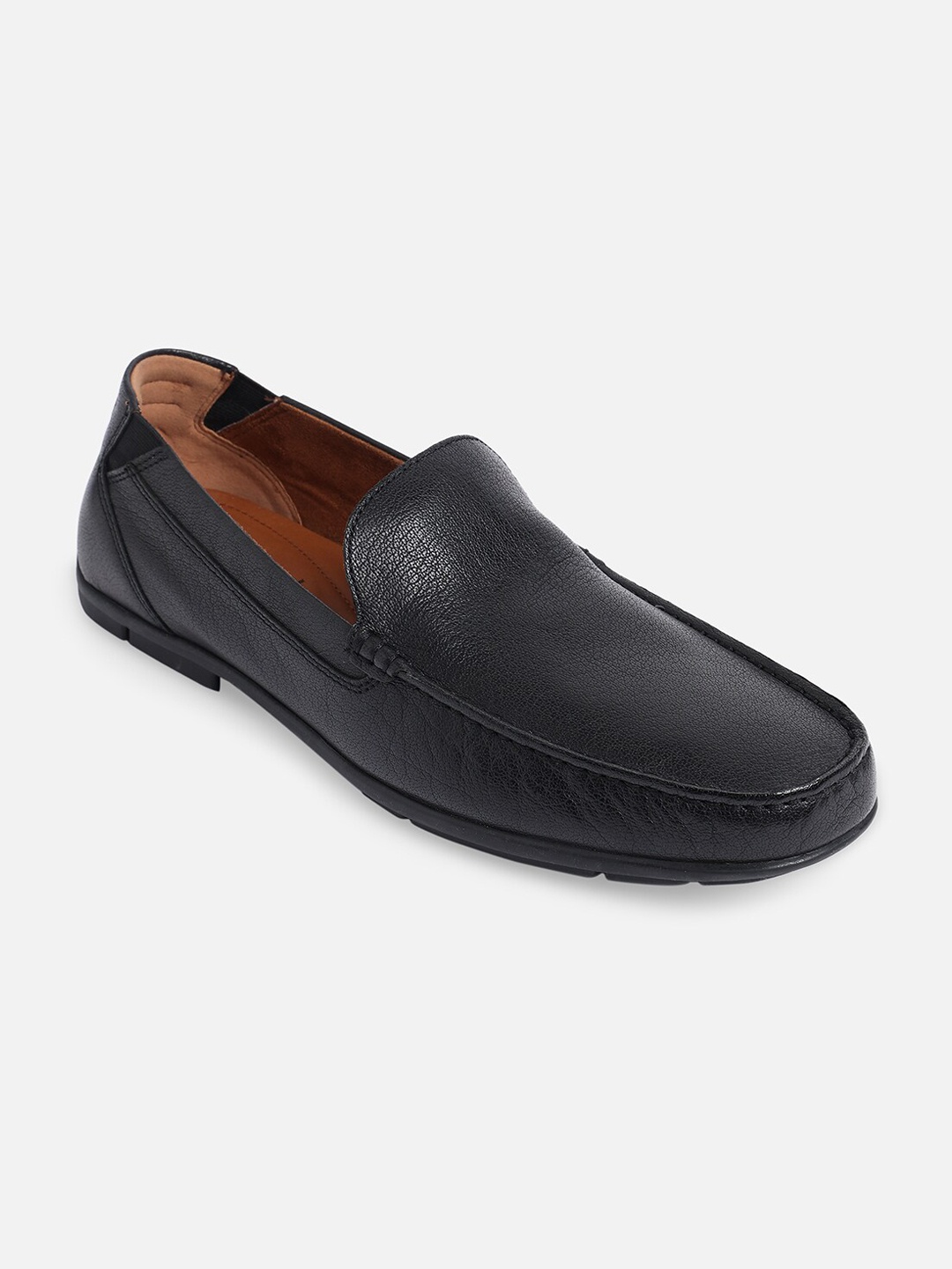 

ALDO Men Black Textured Leather Loafers