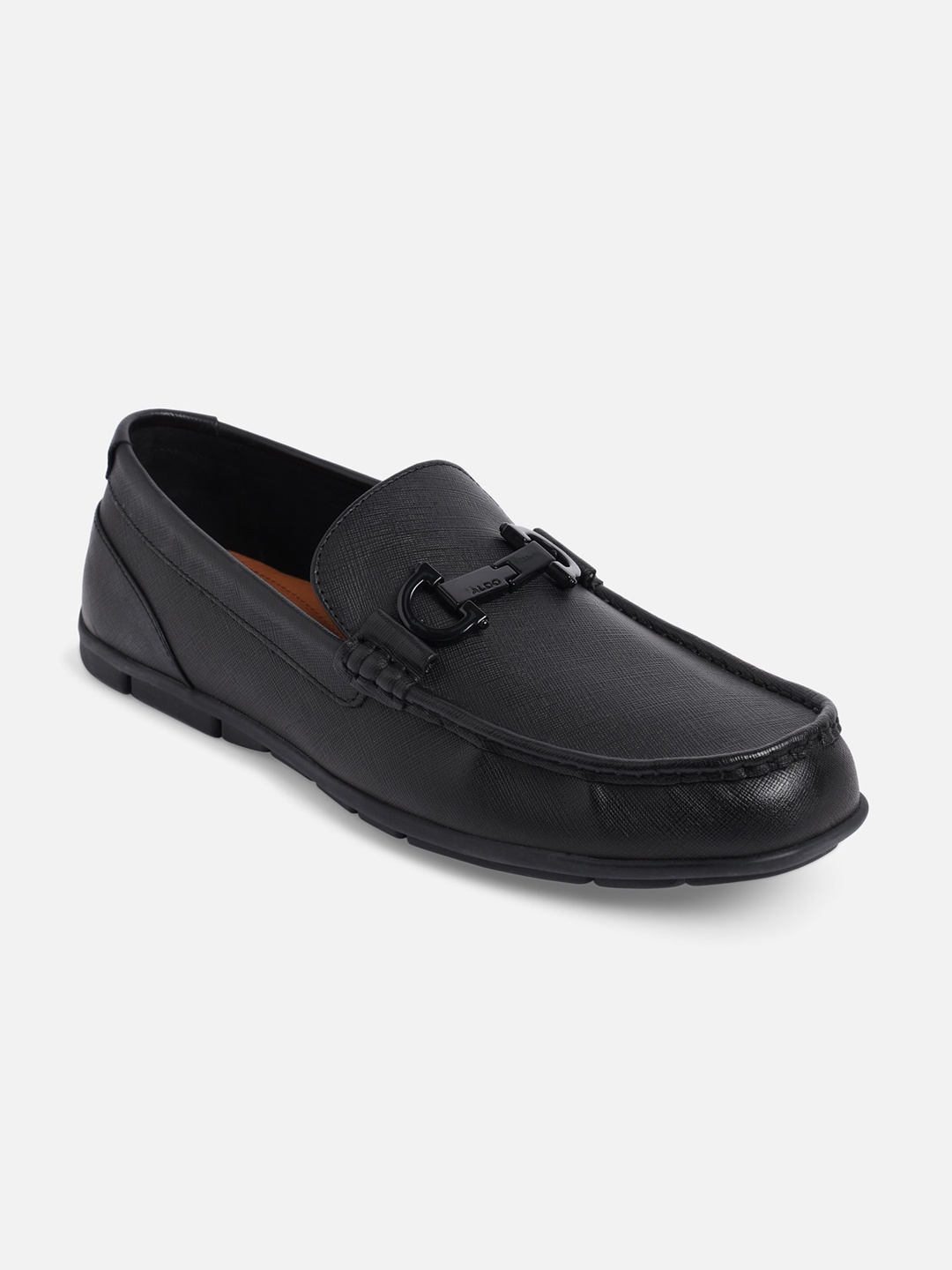 

ALDO Men Black Textured Leather Slip-On Sneakers