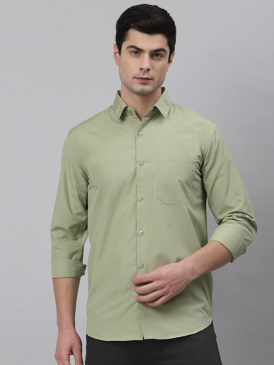 

NEUDIS Men Green Solid Full Sleeves Classic Formal Shirt