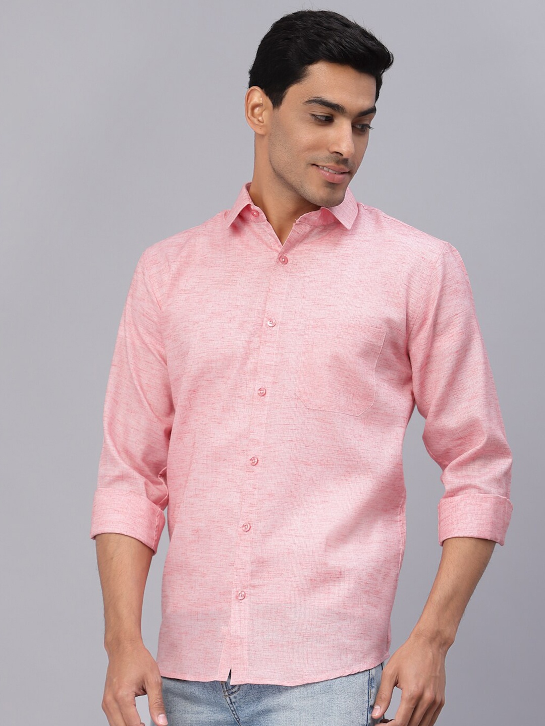 

NEUDIS Men Pink Solid Full Sleeves Classic Formal Shirt