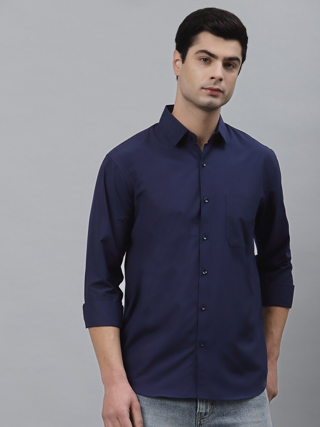 

NEUDIS Men Navy Blue Classic Casual Shirt