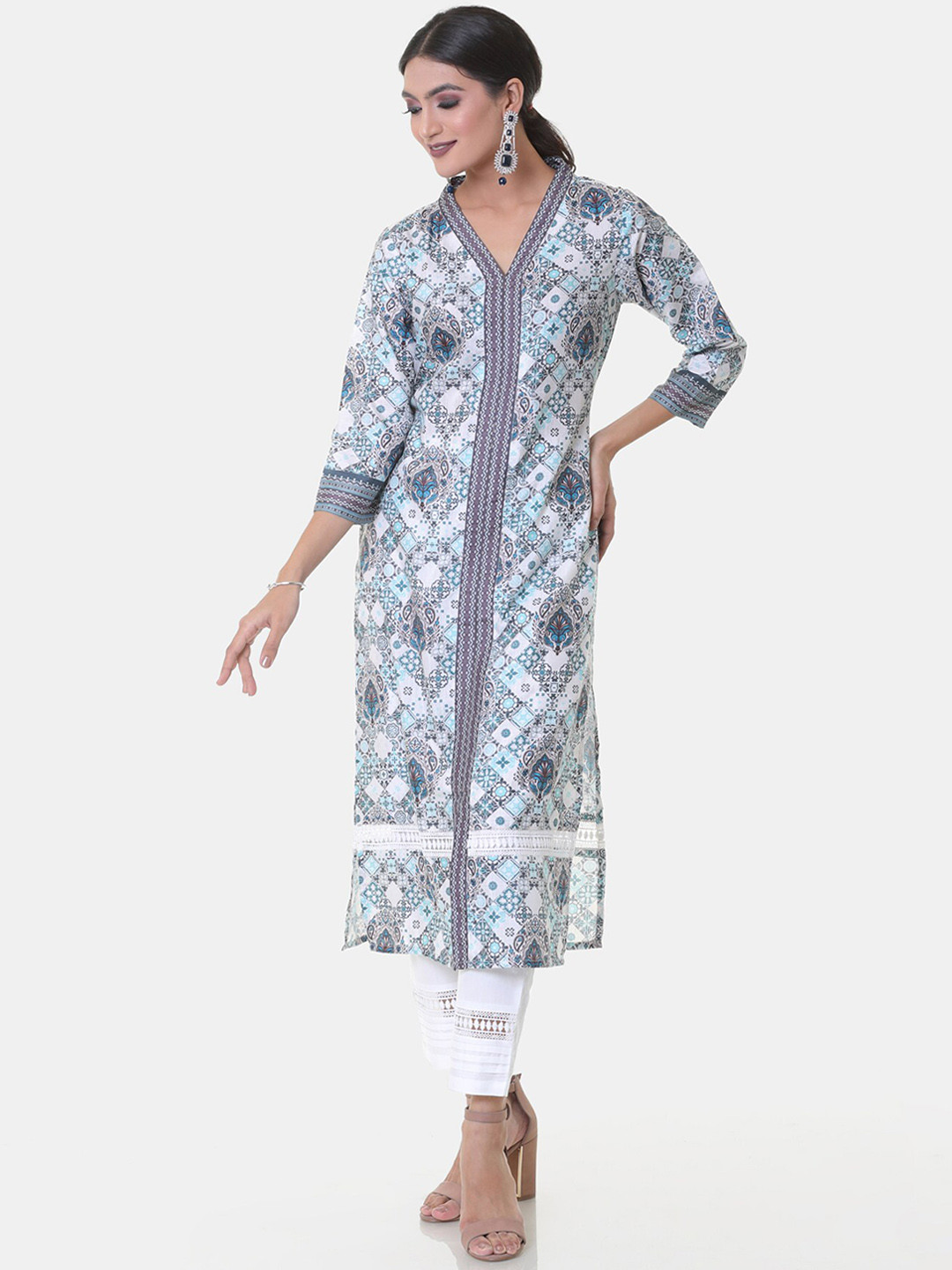 

HEEPOSH Women Multicoloured Ethnic Motifs PrintedIndigo Kurta, Multi