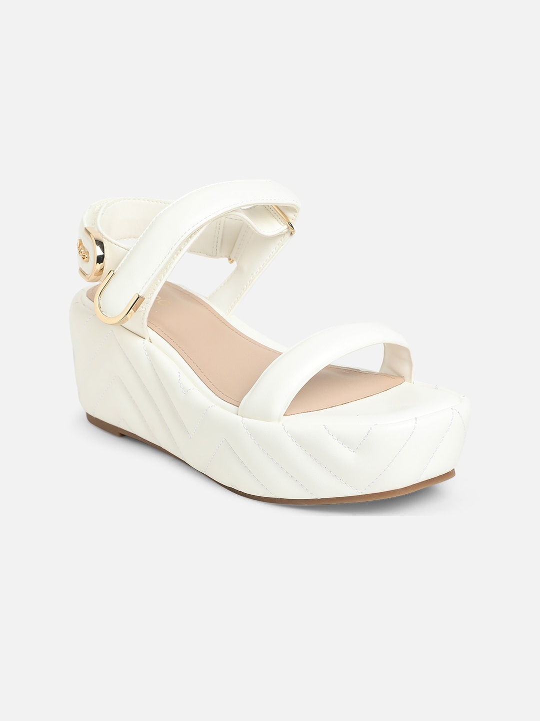 

ALDO Women White Wedge Heels with Buckles