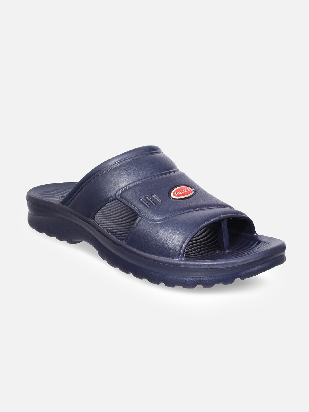 

Aqualite Men Navy Blue & Red Rubber Sliders