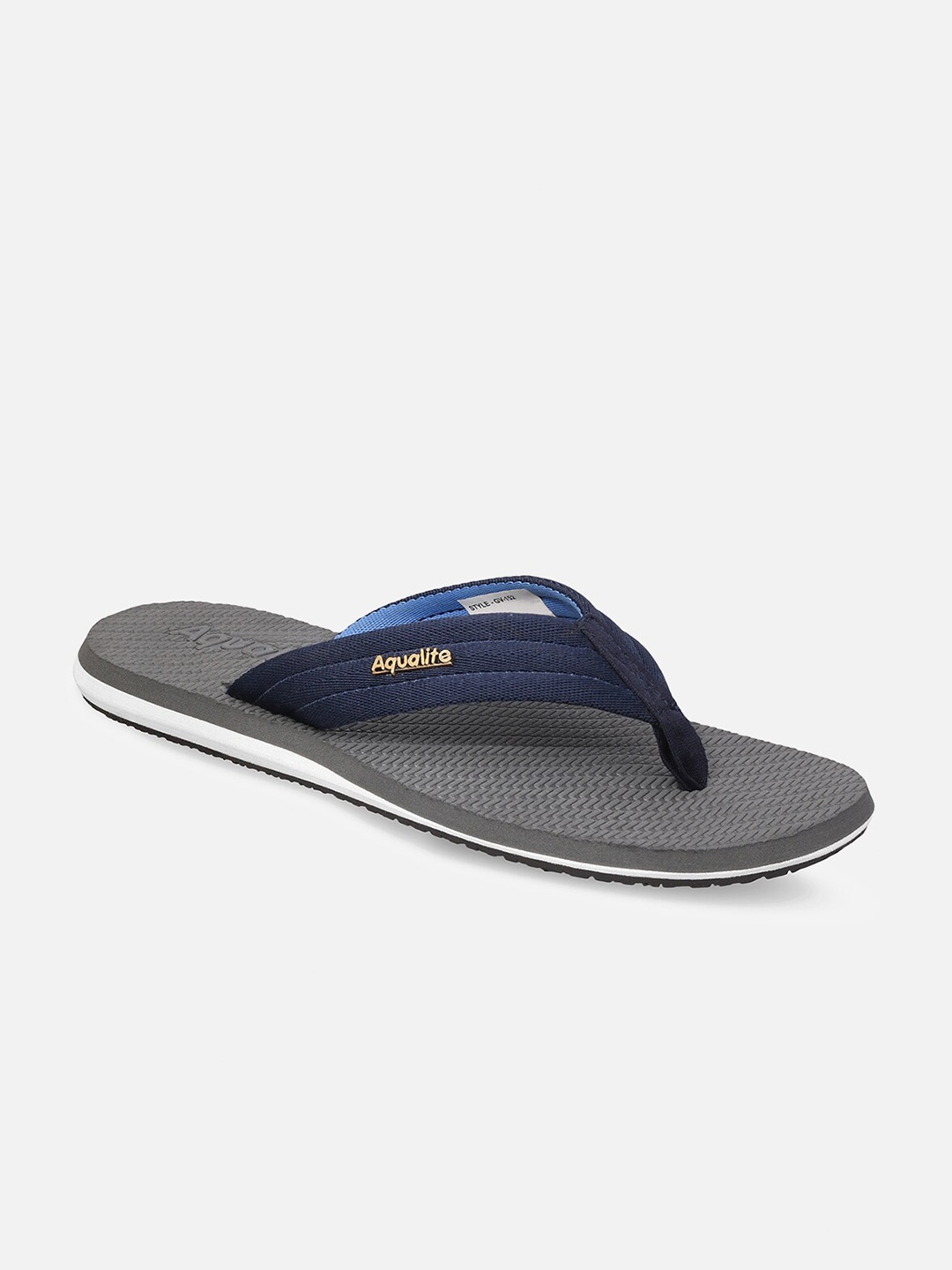 

Aqualite Men Navy Blue & Grey Printed Rubber Thong Flip-Flops