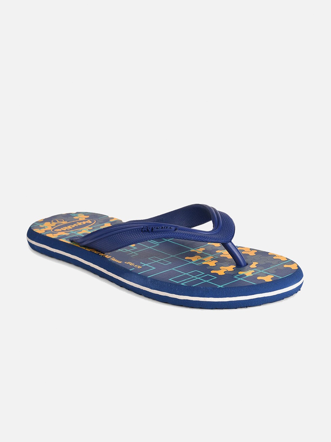 

Aqualite Men Navy Blue & Orange Printed Rubber Thong Flip-Flops