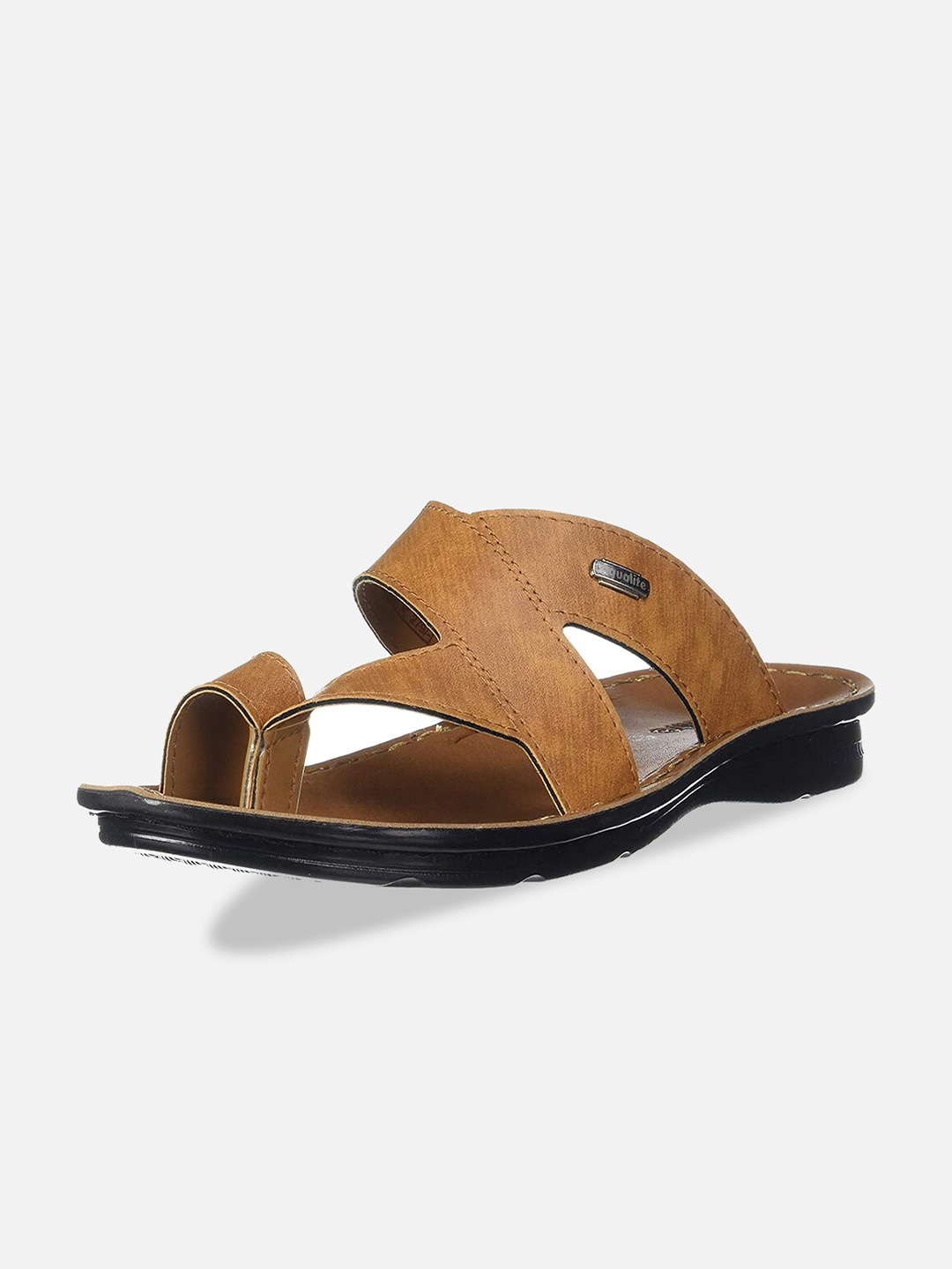 

Aqualite Men Black & Brown Rubber Slip-On Sandals