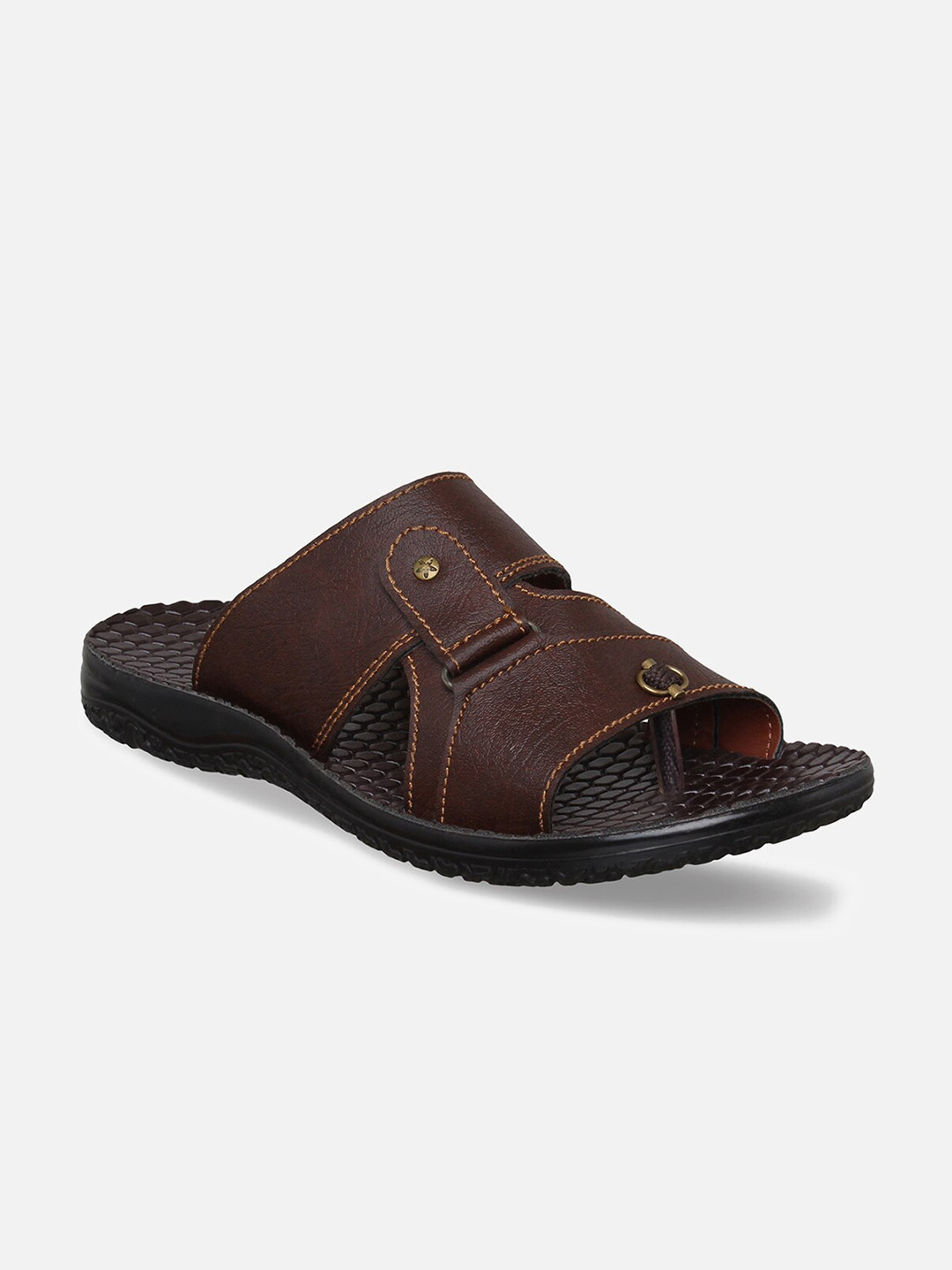 

Aqualite Men Black & Brown Rubber Slip-On Sandals