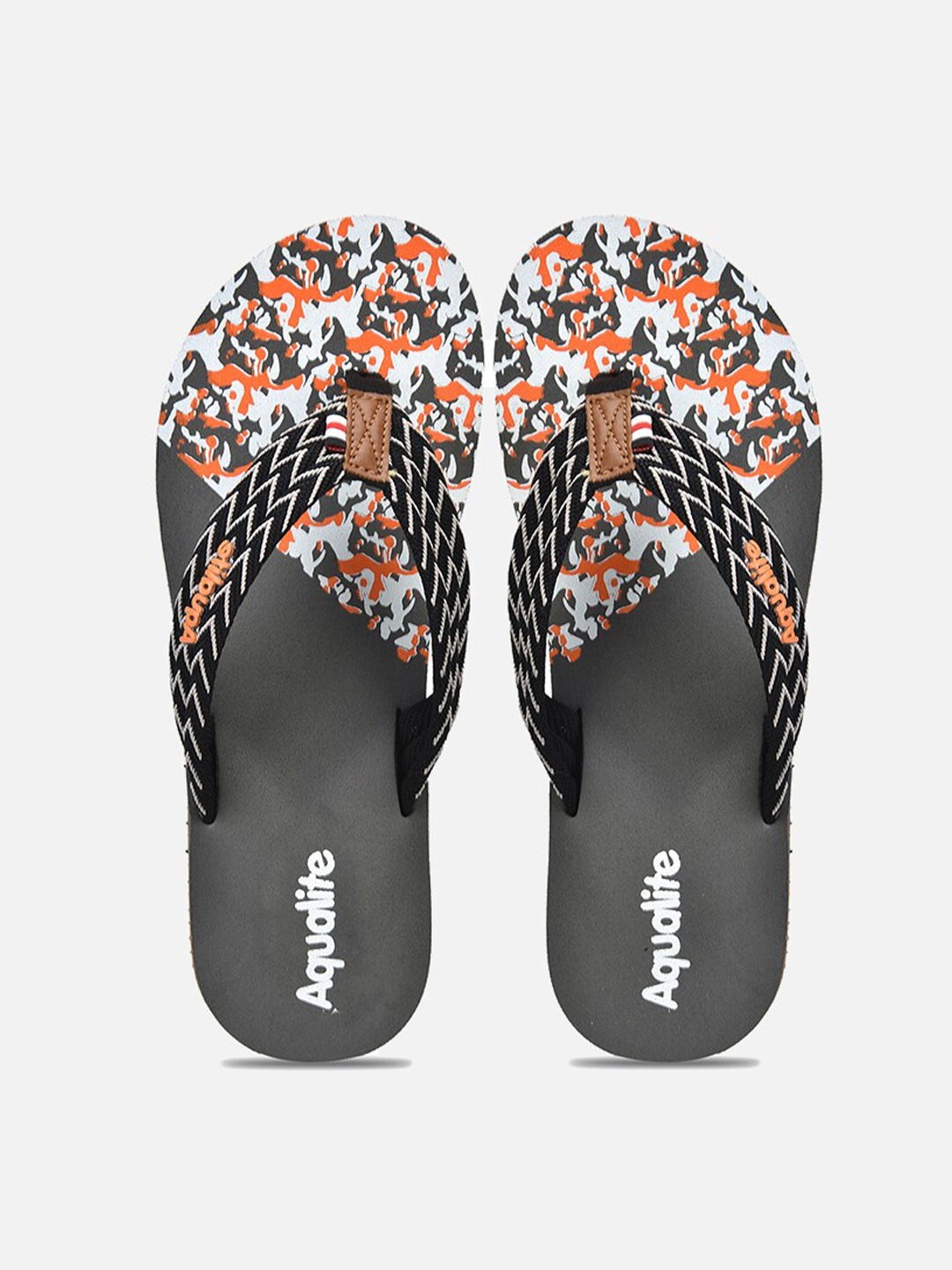 

Aqualite Men Grey & White Printed Rubber Thong Flip-Flops