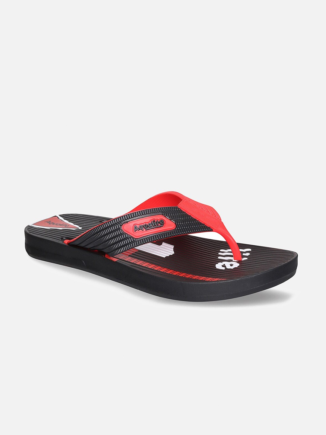 

Aqualite Men Black & Red Printed Rubber Thong Flip-Flops