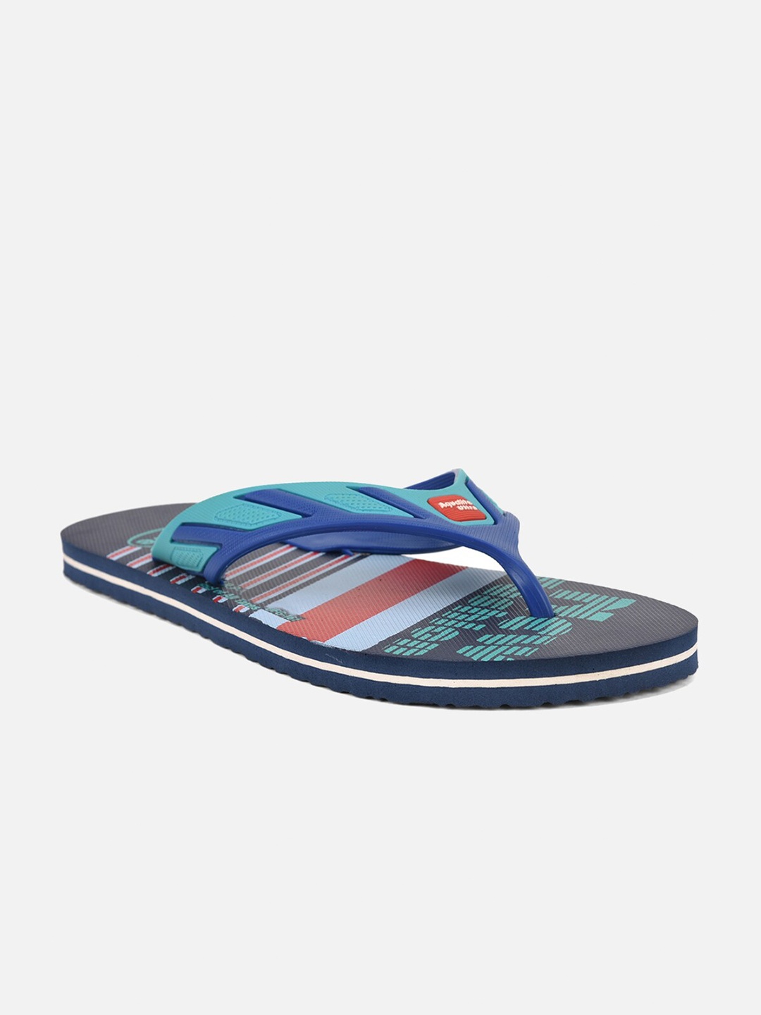 

Aqualite Men Navy Blue & Red Striped Rubber Thong Flip-Flops