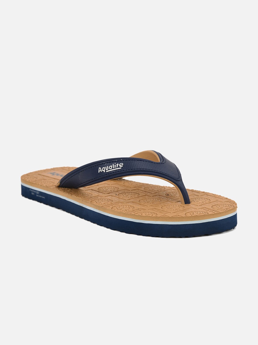 

Aqualite Men Beige & Blue Rubber Thong Flip-Flops
