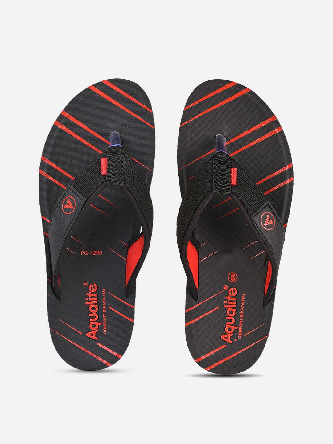 

Aqualite Men Black & Orange Printed Rubber Thong Flip-Flop