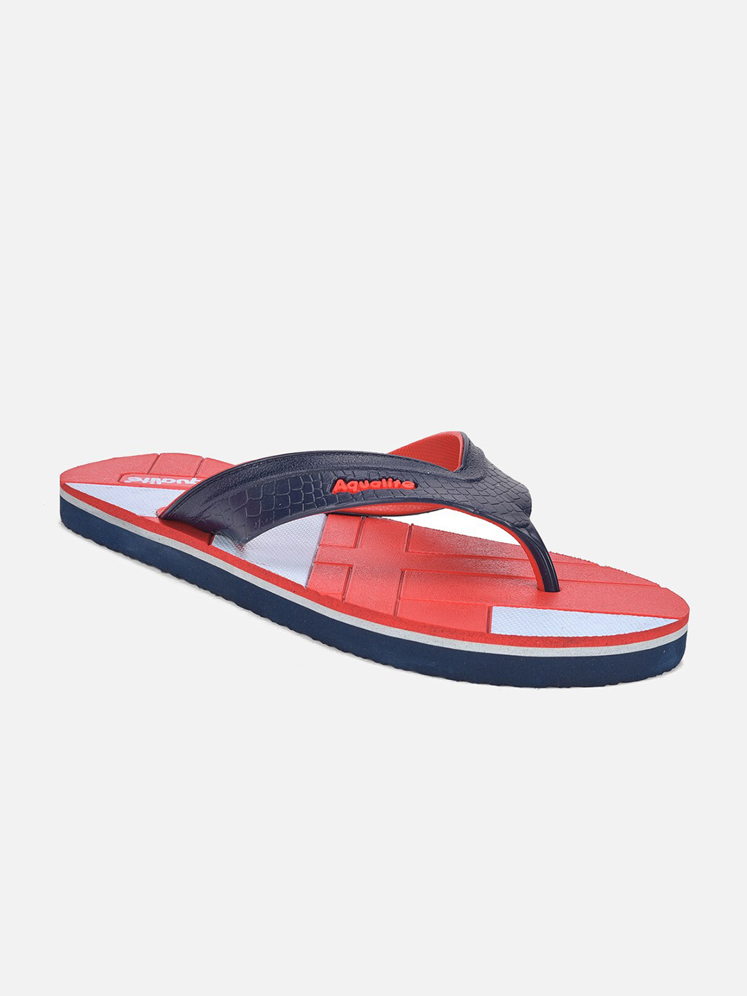 

Aqualite Men Red & Blue Printed Rubber Thong Flip-Flops