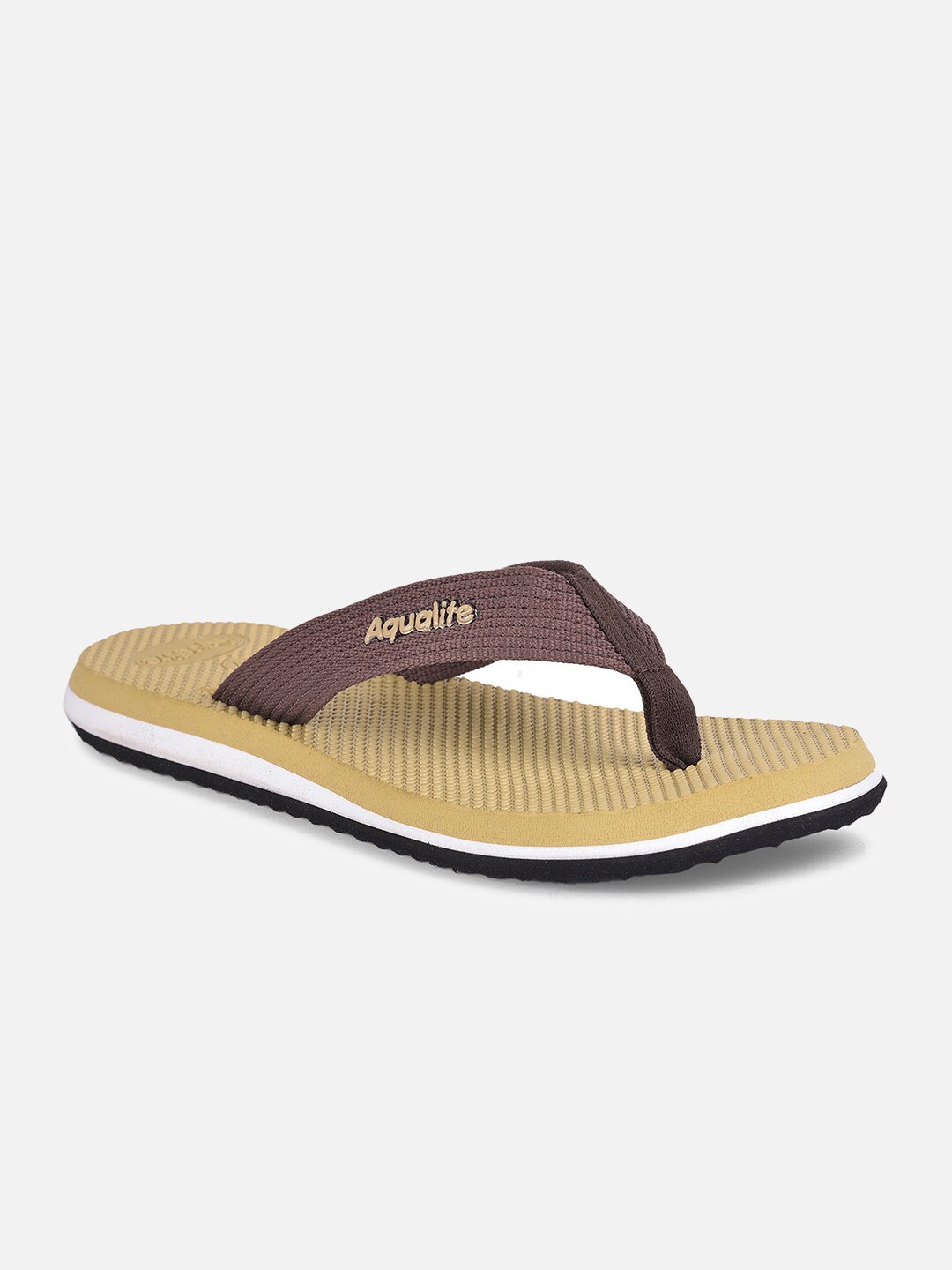 

Aqualite Men Brown & Yellow Rubber Thong Flip-Flops
