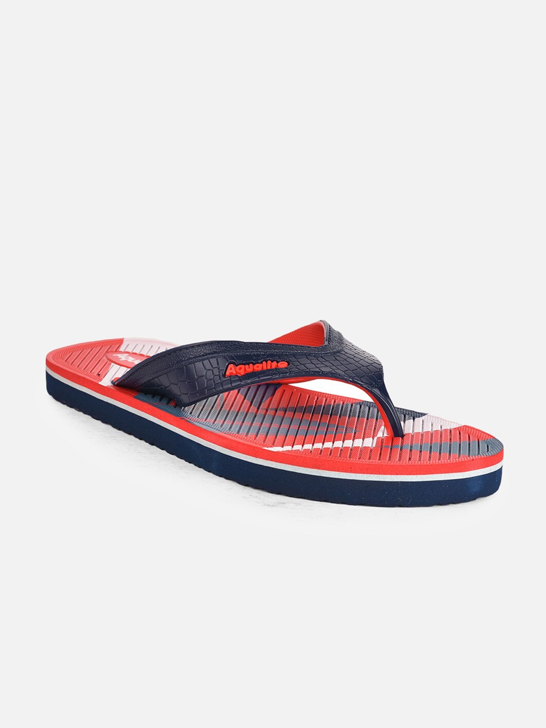 

Aqualite Men Red & Blue Printed Rubber Thong Flip-Flops